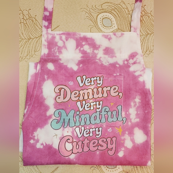 Very Demure Very Mindful Very Cutesy Pink and White Tie-Dye Apron custom - Picture 2 of 3
